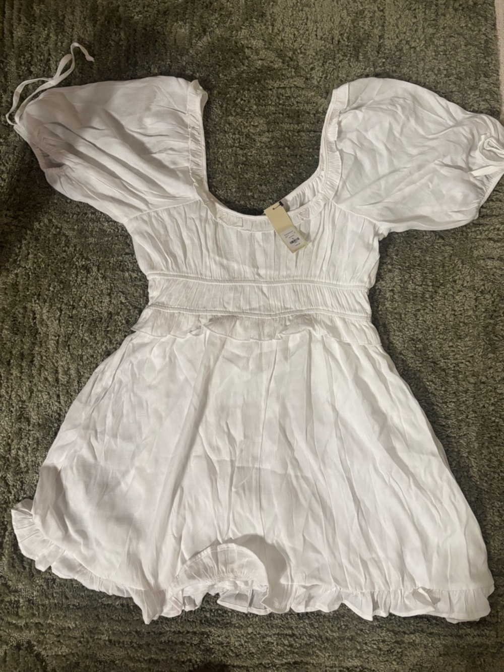 Francesca's White Ruffled Yoke Mini Dress